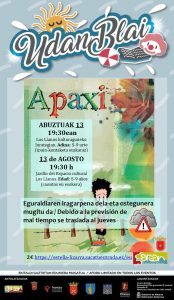 Apaxi ipuin kontalari (5-9 adinerako) @ Lizarra (Los Llanos Kulturaguneko lorategia)
