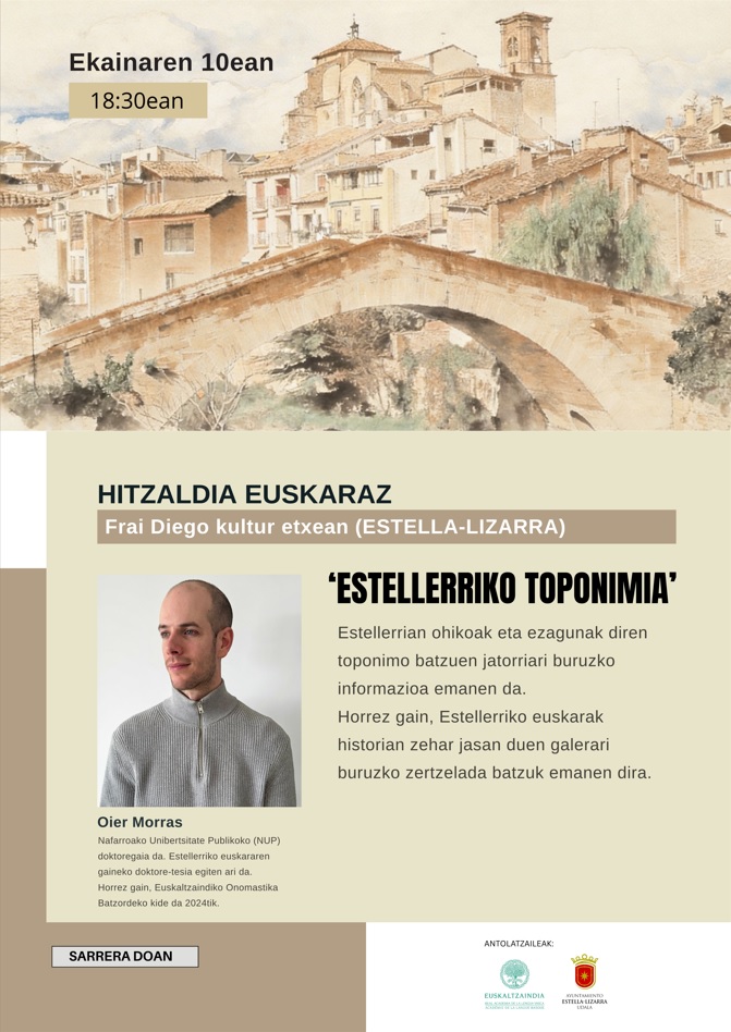 Euskaltzaindia Asier Morras estellerriko toponimia
